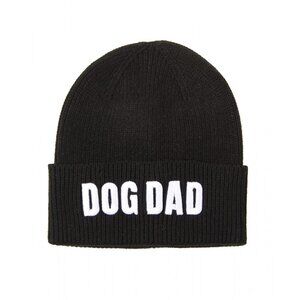 Black Dog Dad Knitted Beanie Hat for Men Embroidered Soft Cozy Statement Gift